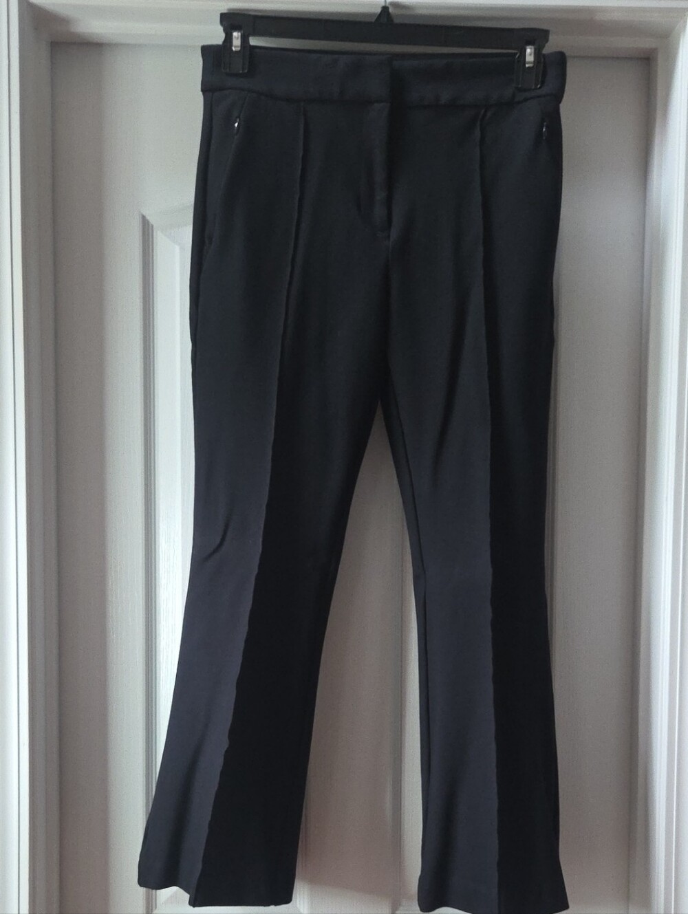 LOFT Black Ponte Boot-Cut Dress Pants with Front Crease
